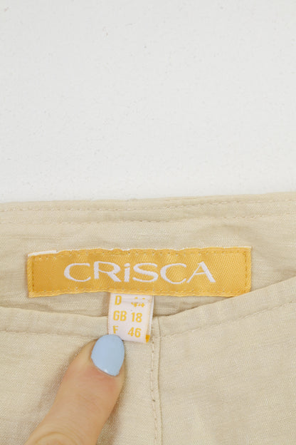 Crisca Women 18 XL Skirt Cream Summer A-line Pleated Shiny Linen Zipper Vintage