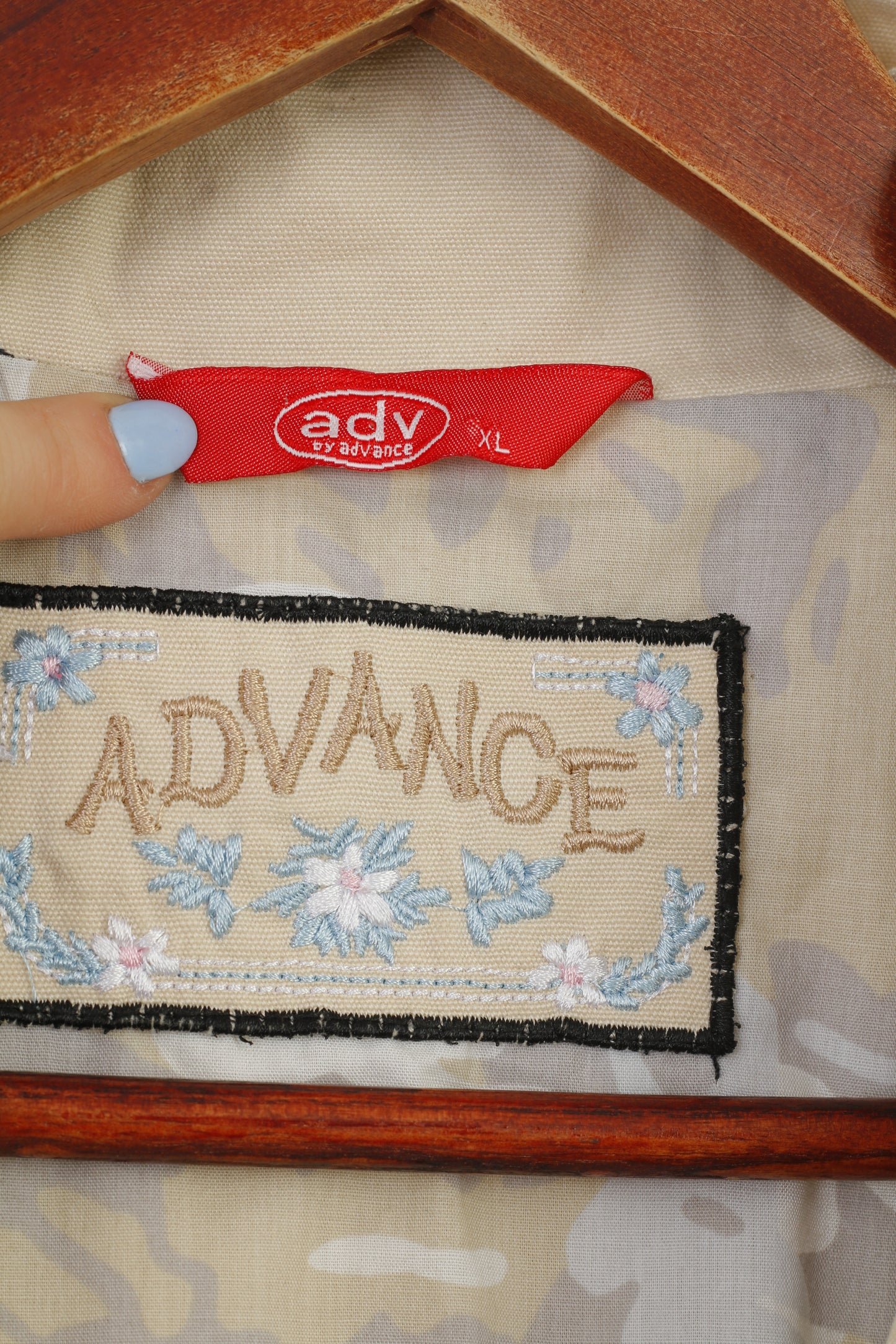 ADV by Advance Women XL M Jacket Beige Cotton Detailed  Full Zipper Laces Vintage Top