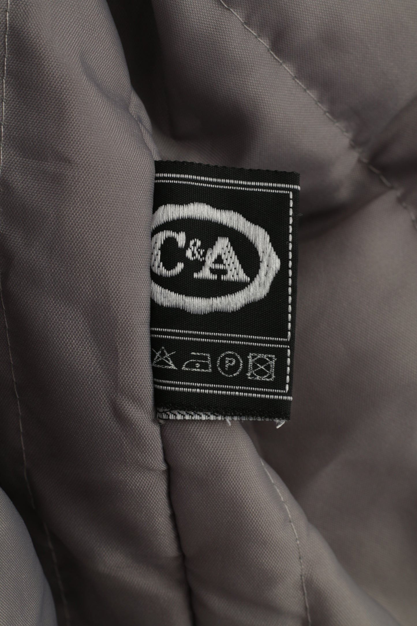 C&A Women 50 3XL Jacket Full Zipper Abstract Grey Shoulder Pads Vintage Top