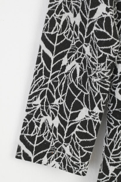 Armani Jeans Woman 42 M Dress Black Flower Print Long Sleeve Back Zipper Crew Neck Cotton