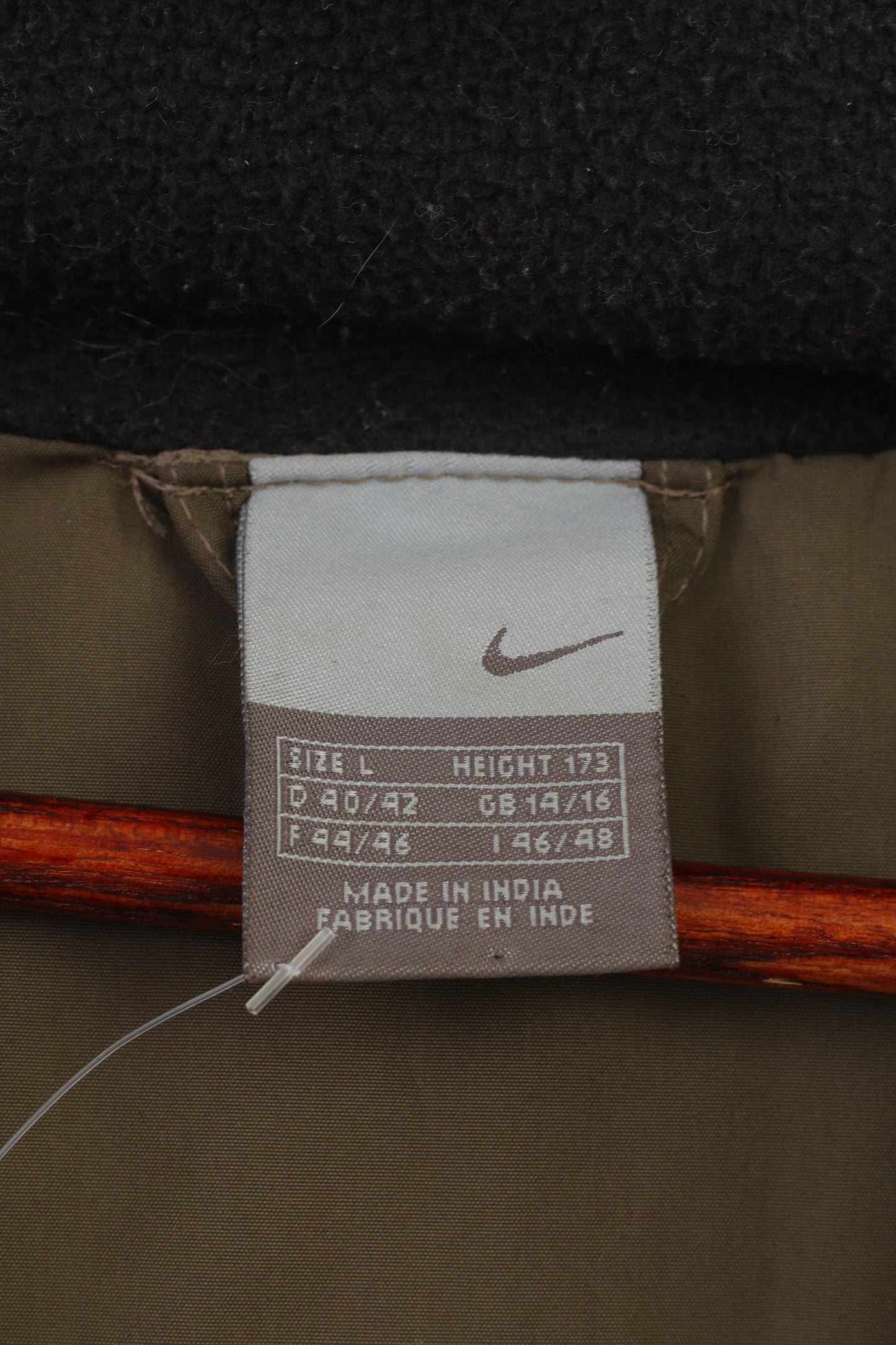 Nike Woman L Jacket Khaki Ful Zipper Hood Padded Pockets Vintage Top