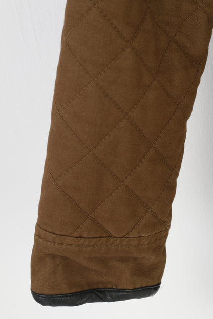Epister Woman L M Jacket Khaki Padded Full Zipper Hood Winter Pockets Cotton Vintage Top