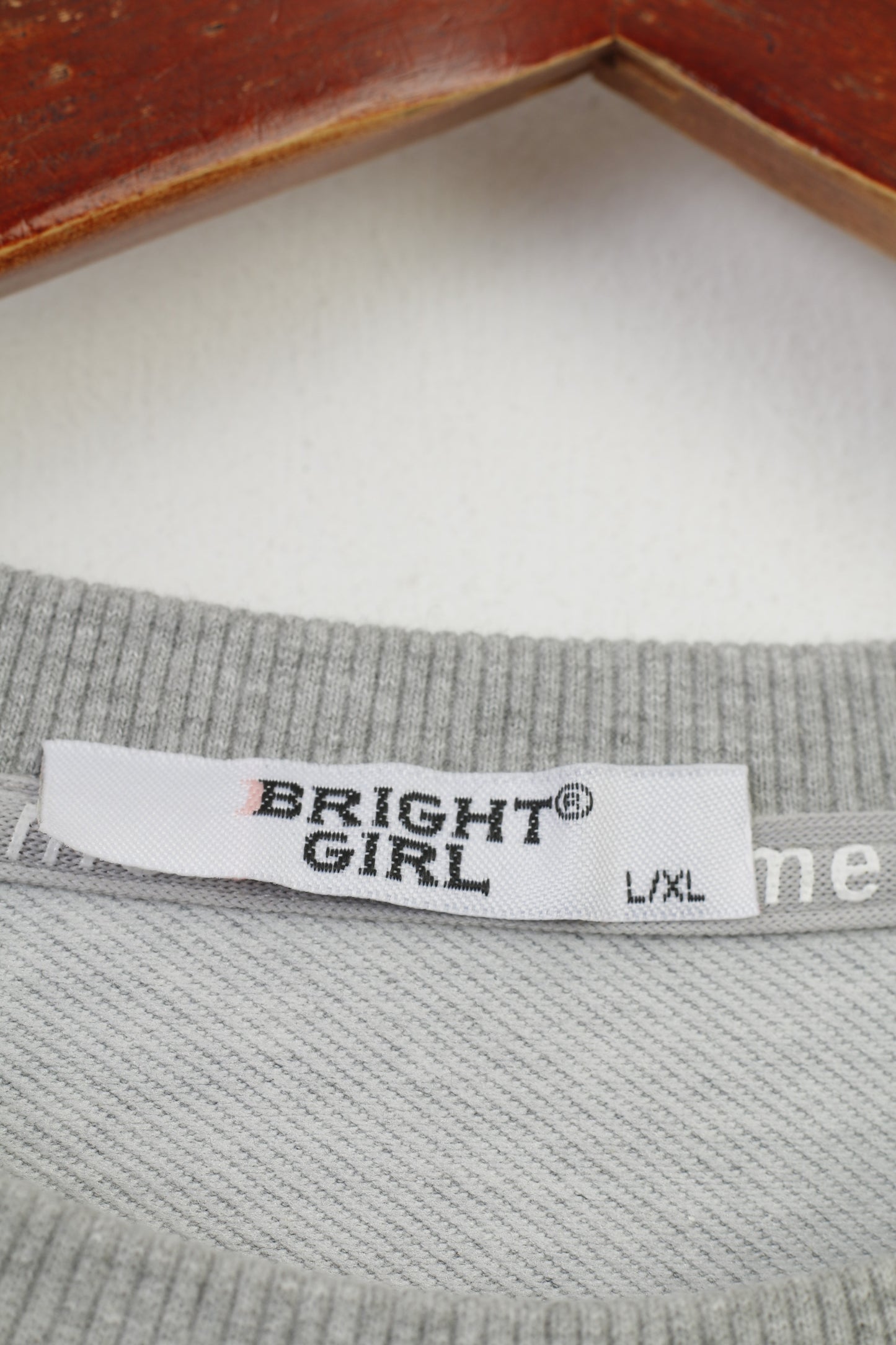 Bright Girl Woman L Shirt Gray Cotton Longsleeve Sequins Skull Graphic Zipper Cotton Blouse