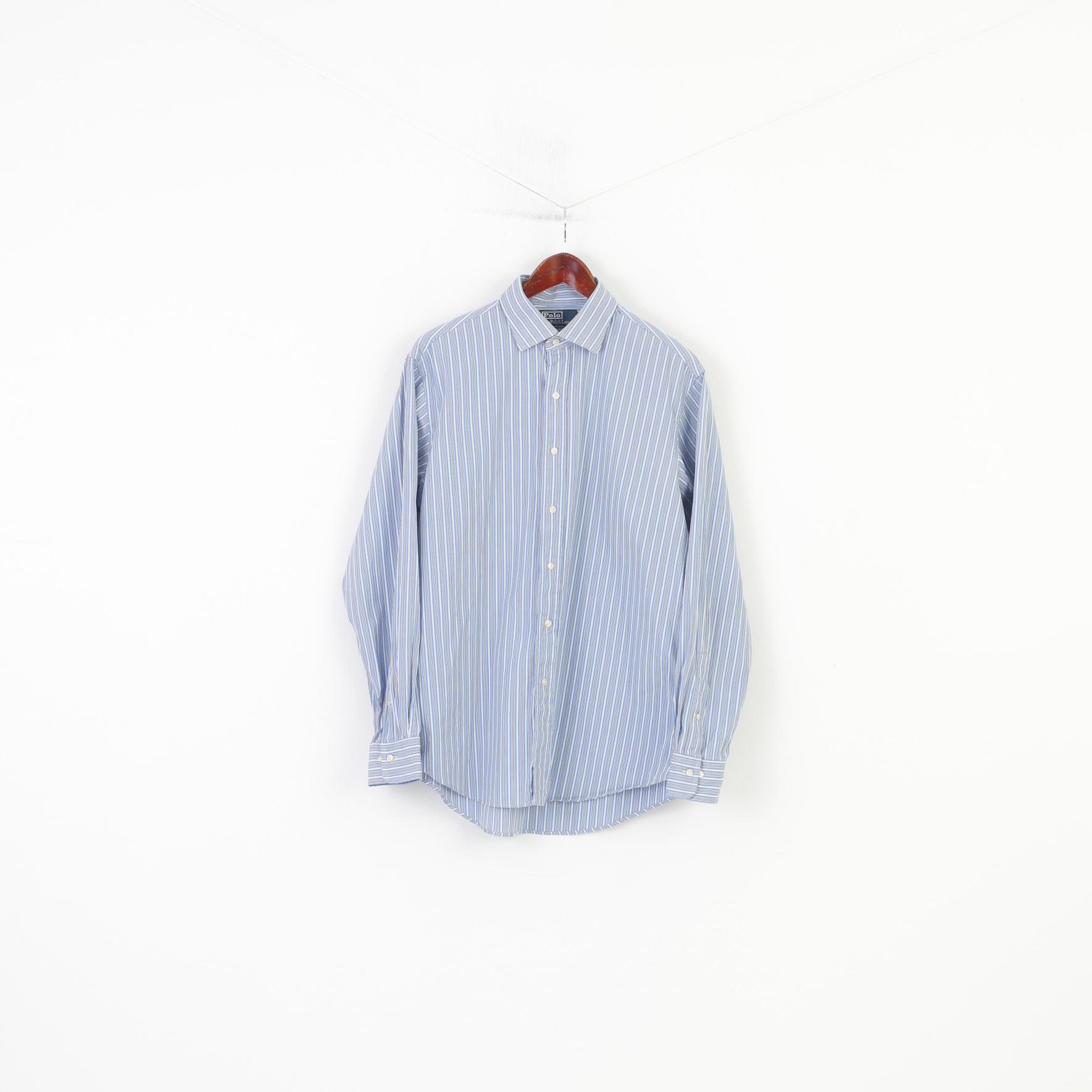 Polo by Ralph Lauren Men 34 16.5 XXL Casual Shirt Blue Striped Regent Retrospect Clothes Polo by Ralph Lauren Men 34 16.5 XXL Casual Shirt Blue Striped Regent Retrospect Clothes