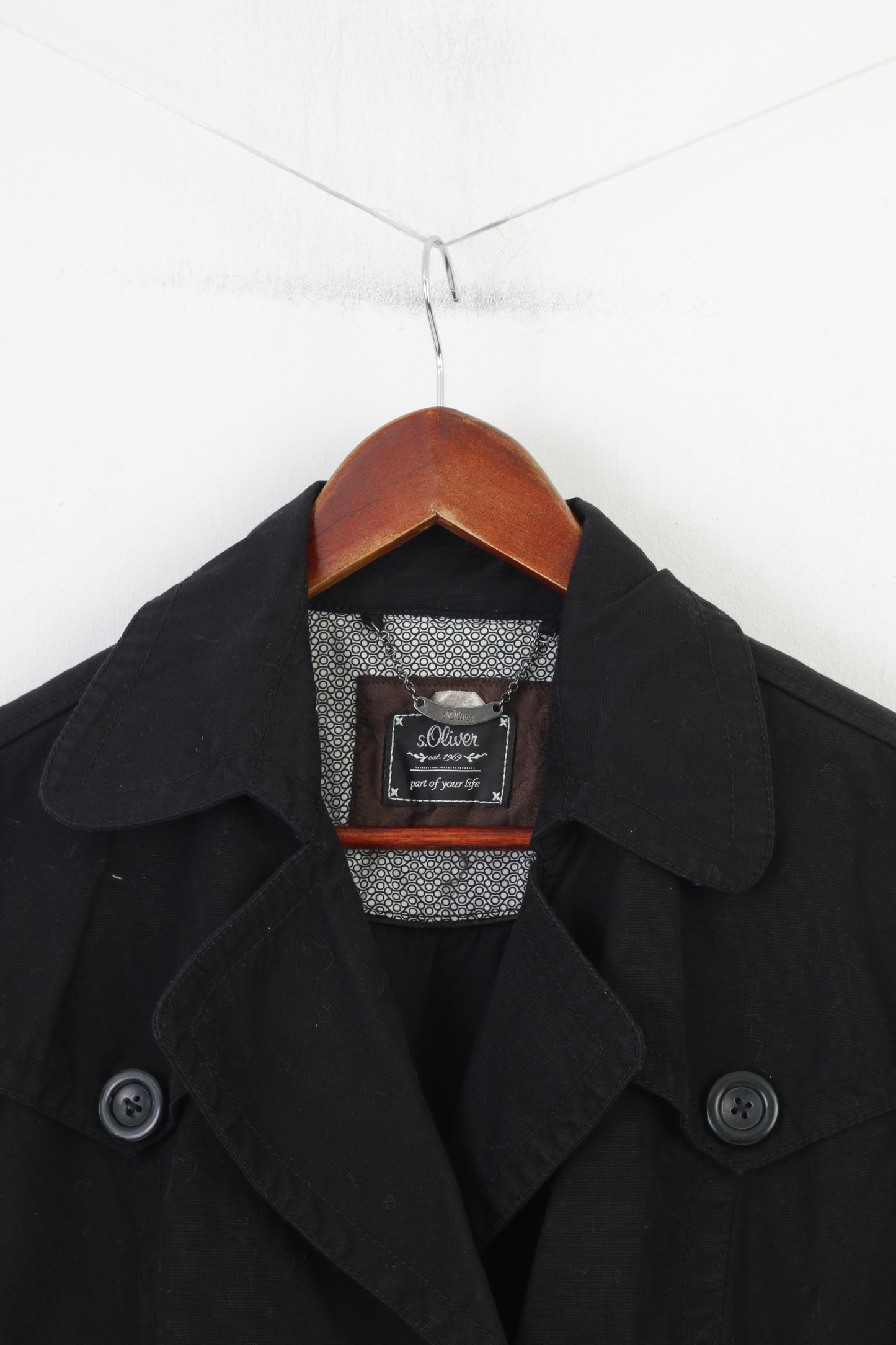 S'Oliver Women 16 L Jacket Black Cotton Double Breasted Vintage Blazer
