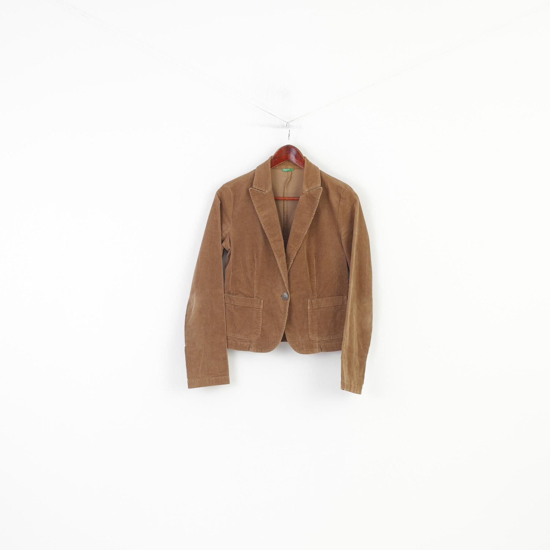 United Colors Of Benetton Women 44 S Jacket Brown Corduroy Cotton Blaz