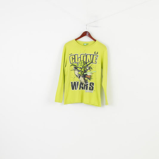 Star Wars Boys 176  S Long Sleeved Shirt Lime The Cone Wars Yoda Crew Neck Sport Top