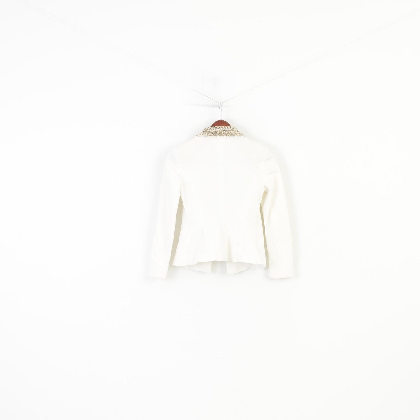 Elisabetta Franchi Woman 42 S Jacket White Shoulder Blazer Pads Decorations Vintage Cotton Top