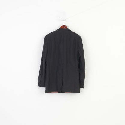 Hugo Boss Men 52 42 Blazer Charcoal Vintage Wool Stretch Single Breasted  Jacket