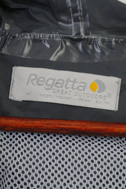 Regatta Women 34 S Rain Jacket Black Lightweight Hooded Outdoor Full Zipper Vintage Top