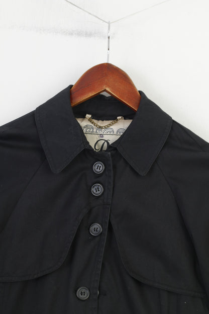 Margit Brandt Women S Coat Black Cotton Casual Bottoms Trench Vintage Collar Top