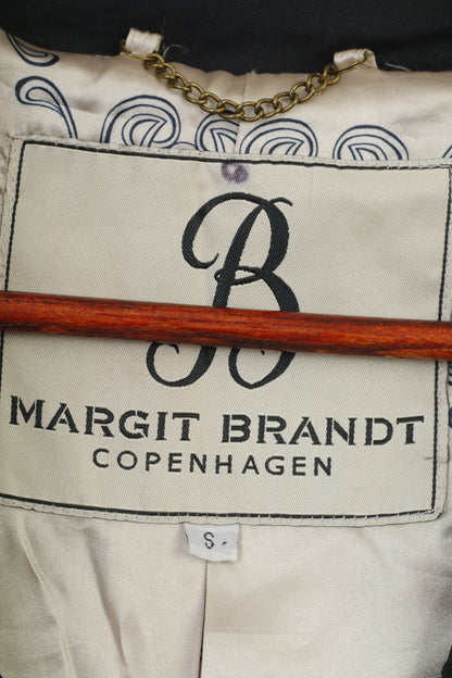 Margit Brandt Women S Coat Black Cotton Casual Bottoms Trench Vintage Collar Top
