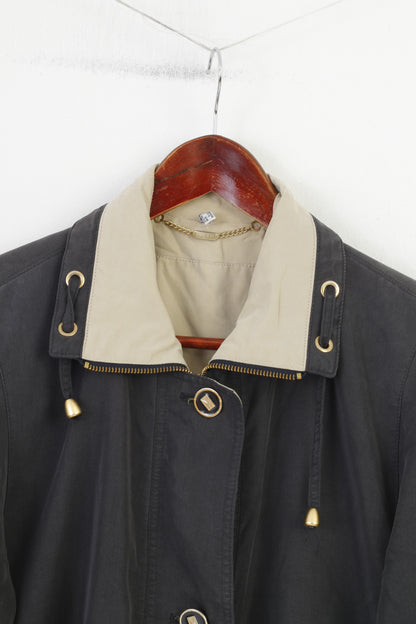 Laura Lebek Women 8 M Jacket Full Zipper Charcoal Shoulder Pads Vintage Decoration Bottoms Top