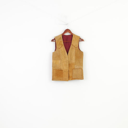 Vintage Men S Leather Vest Open Front Brown Vintage Sleevelees Pockets Top