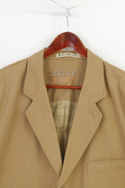 Westking Style Men XXXL (XXL) Blazer Beige Classic  Shoulder Pads Vintage Jacket