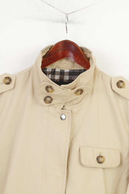 Clarina Collection Women 40 M  Coat Beige Full Zipper Lightweight Cotton Nylon Collar Vintage Top