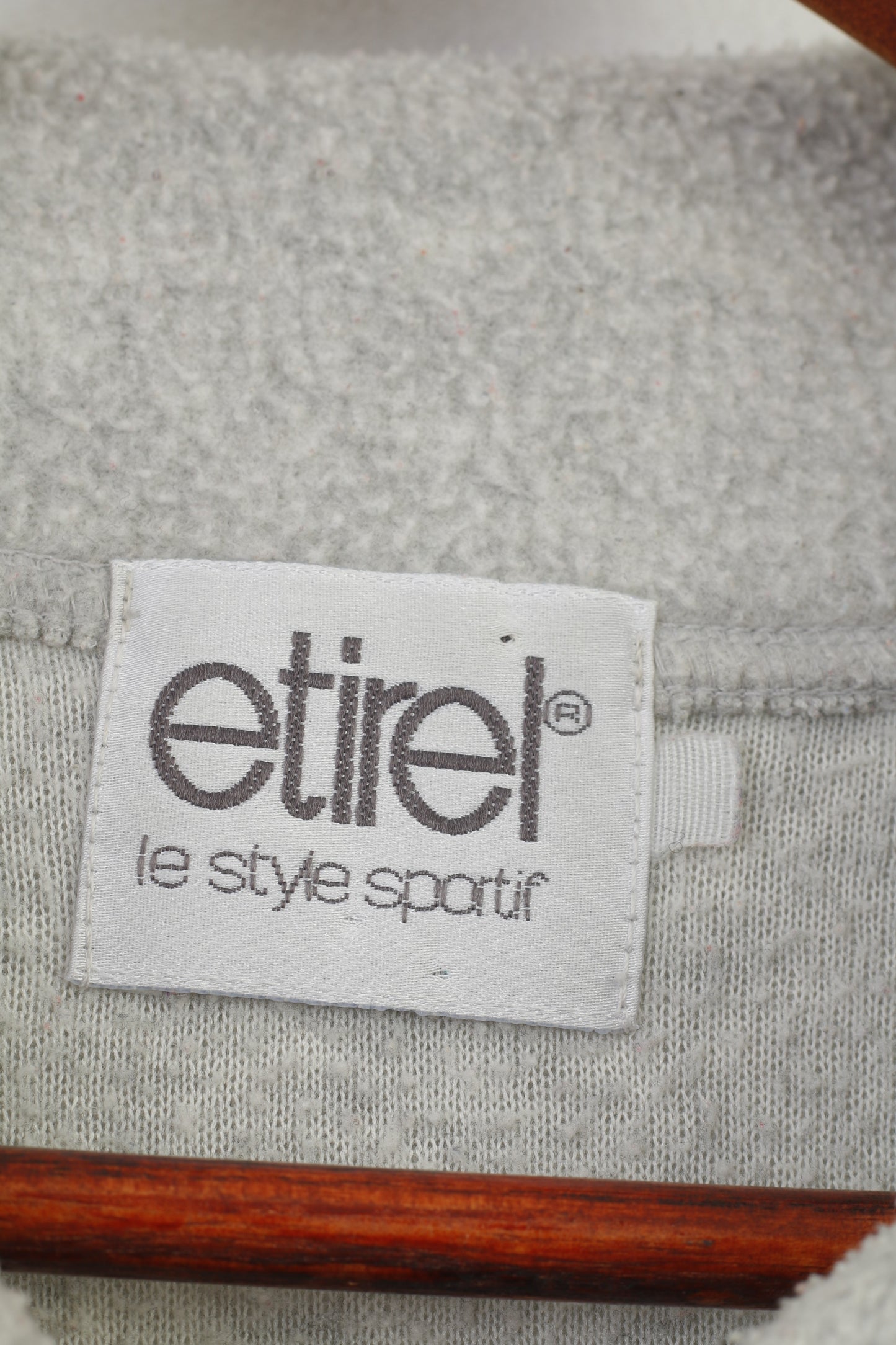 Etirel  Men M Sweatshirt Gray Pullover Zip Neck Fleece Sport Collar Vintage Top