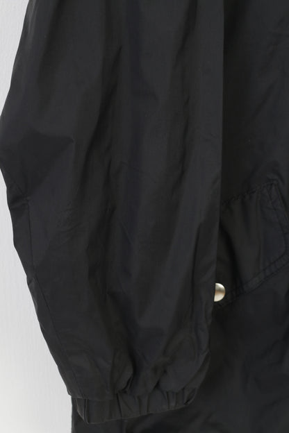 Fascination Women 36 38 XL Jacket Black  Hood Nylon Waterproof Full Zipper Vintage Top
