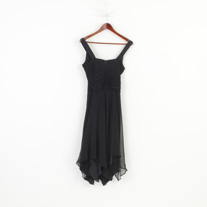 Donna Ricco New York Women 6 XS Midi Dress Black Sleeveless Silk Sequins