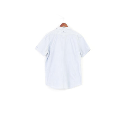 G-Star Raw Men XXL (XL) Casual Shirt Blue Cotton Pocket Striped Short Sleeve Top