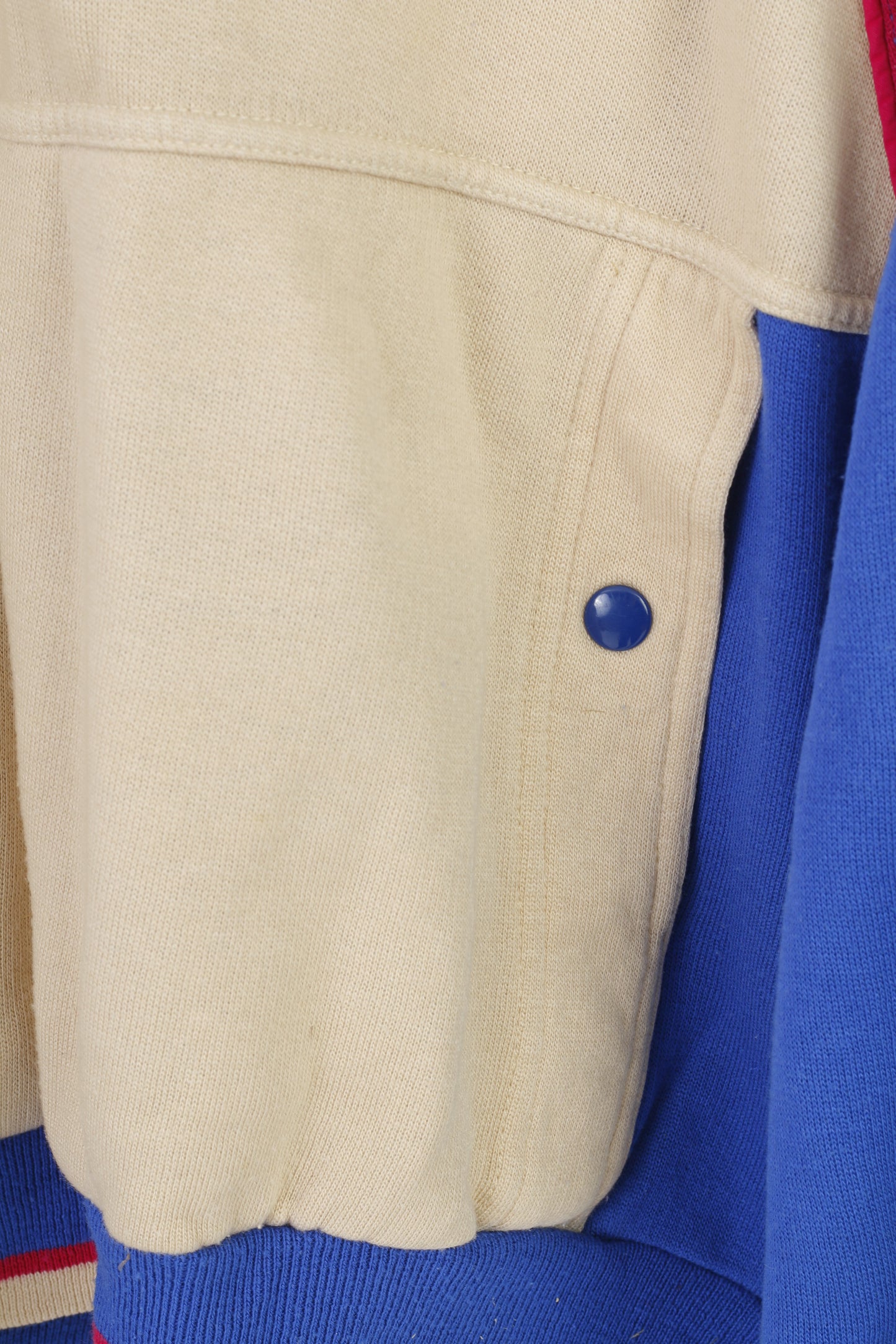 SAS Women M Sweatshirt  Zip Neck Beige Cotton Italy Sportswear Collar Oversize Vintage Top