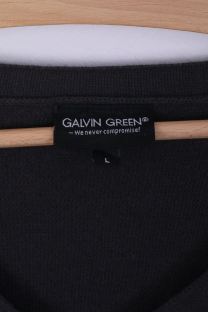 GALVIN GREEN Mens L Jumper Dark Grey V Neck Sweater