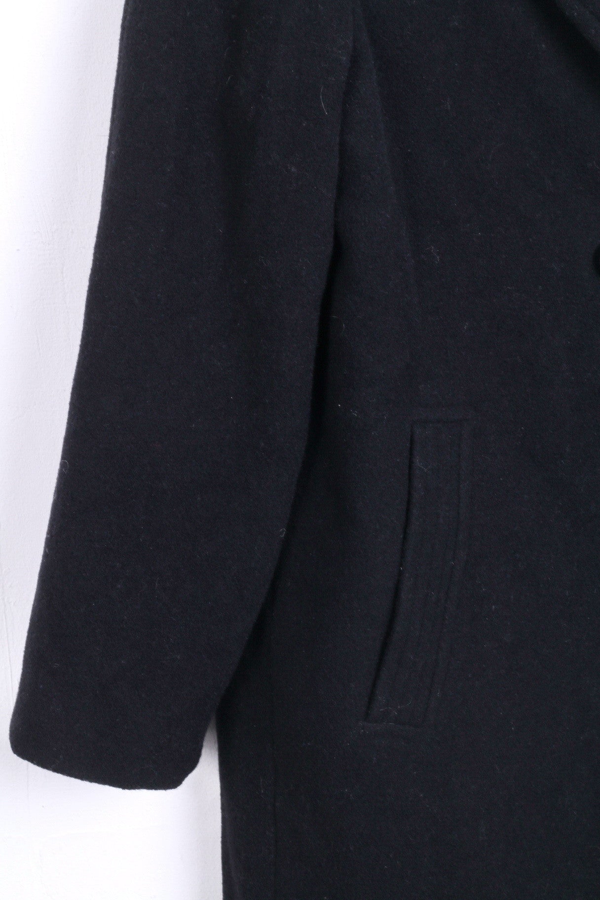 ZETA Womens 14/40 L Coat Double Breasted Wool Black - RetrospectClothes