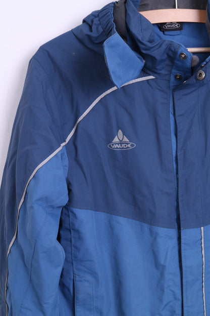 Vaude Womens M Waterproof Jacket Hood Blue Windproof Sport Top - RetrospectClothes