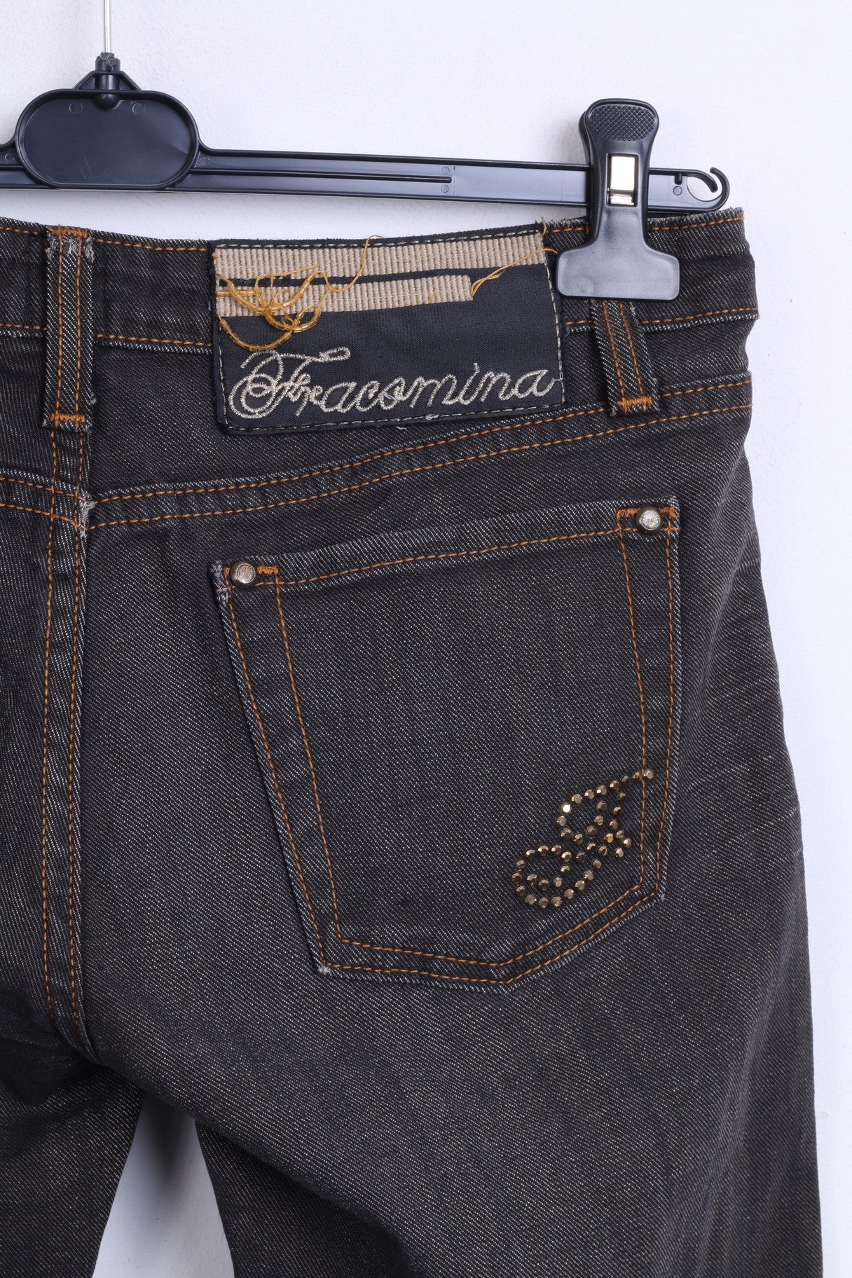 Fracomina Womens Trousers M Denim Cotton Dark Grey Jeans - RetrospectClothes