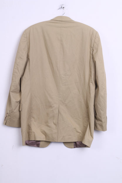Bonomi Mens 98 L Blazer Jacket Top Suit Beige Single Breasted Cotton - RetrospectClothes