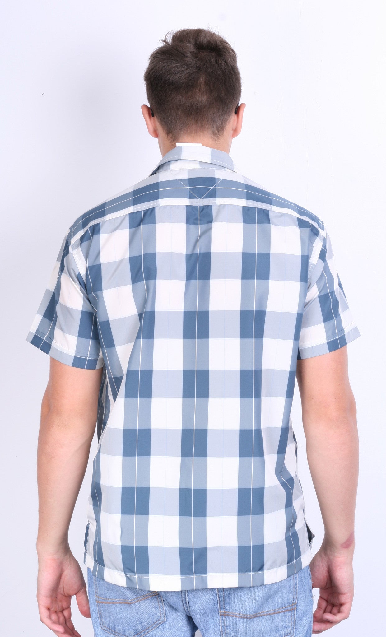 Tommy Hilfiger Jeans Mens S Casual Shirt Check Blue Short Sleeve Summer - RetrospectClothes