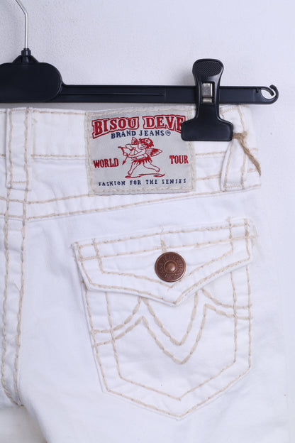 New Bisou Deve Womens Trousers 36 S Jeans Cream Cotton