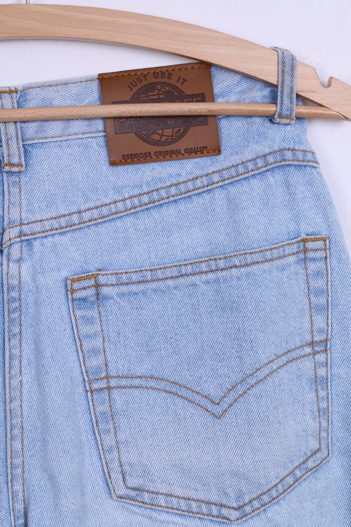 JOHN F.GEE Womens 38 Trousers Jeans Light Blue High Waist Denim Retro Cotton