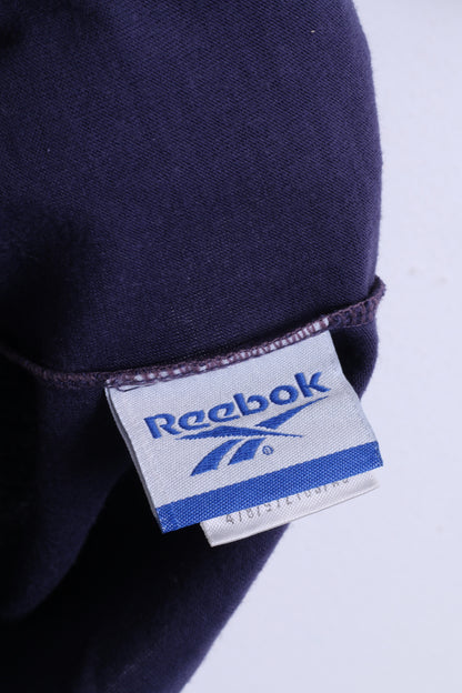 Reebok Essentials Womens 12 Shirt Cotton Navy V Neck Sport