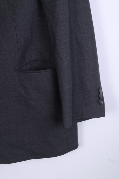 Jones Mens 44 XL Jacket Blazer Top Suit Grey Single Breasted Wool
