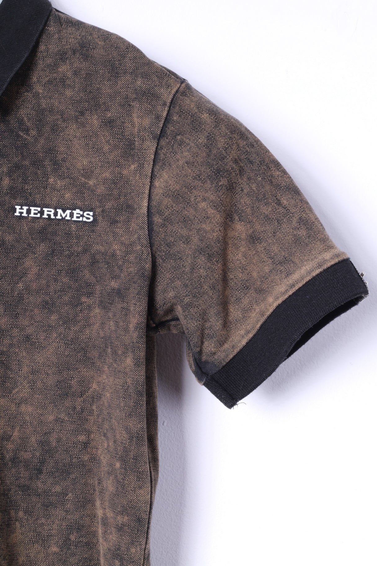 Hermes Paris Womens M Polo Shirt Brown Cotton