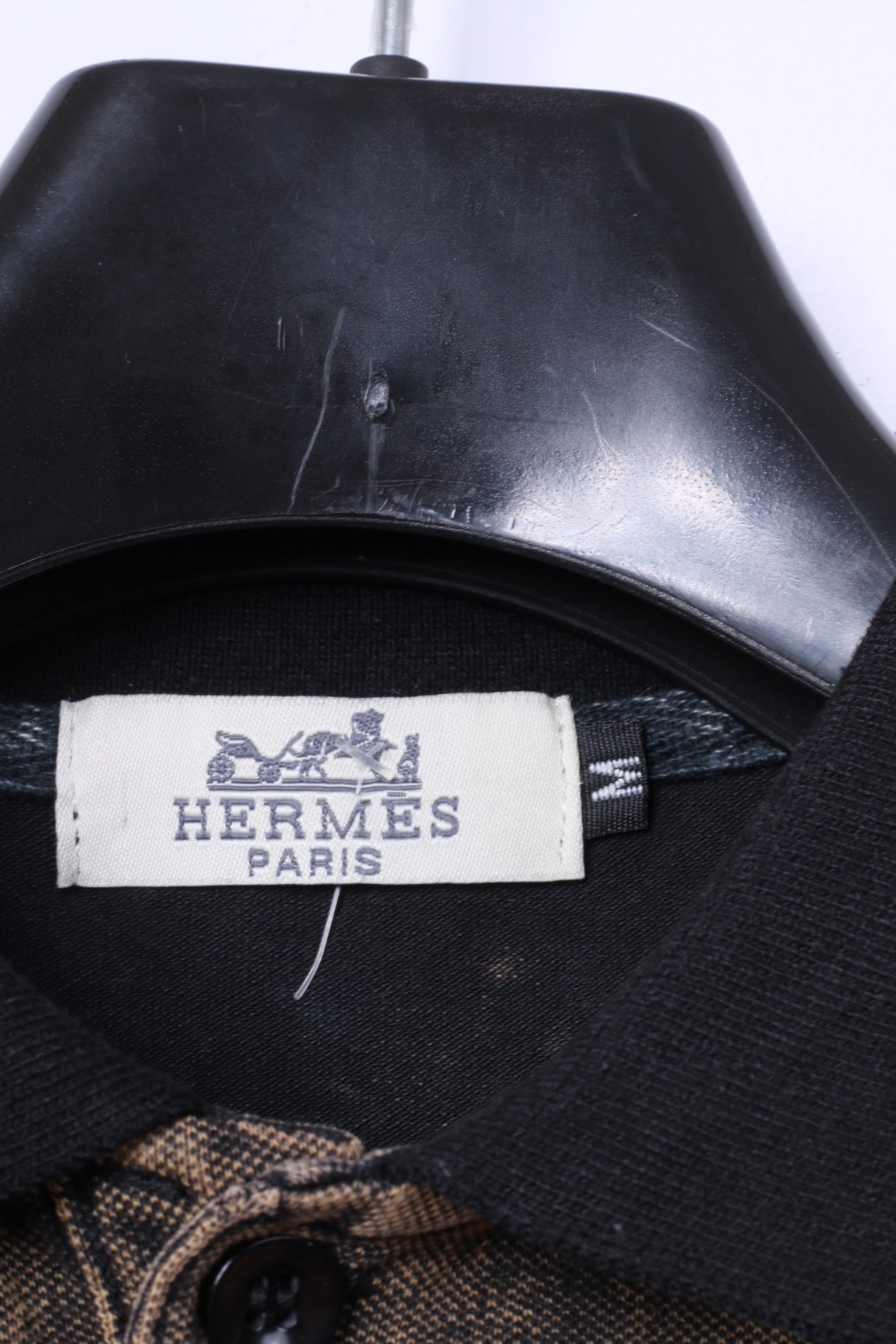 Hermes Paris Womens M Polo Shirt Brown Cotton