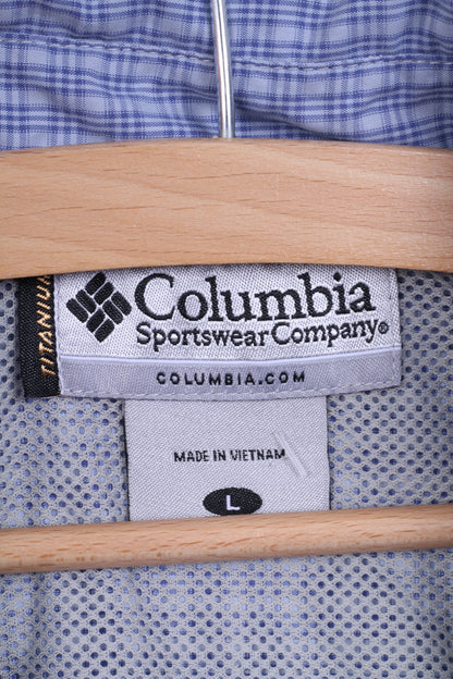 COLUMBIA Womens L Casual Shirt Long Sleeve Blue Check