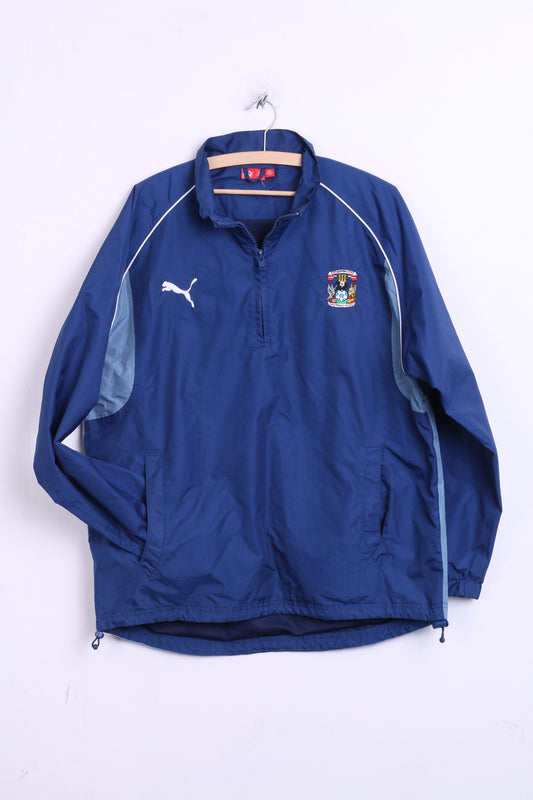 Puma Coventry City F.C. Mens M Nylon Jacket Zip Neck Navy Sport Top - RetrospectClothes