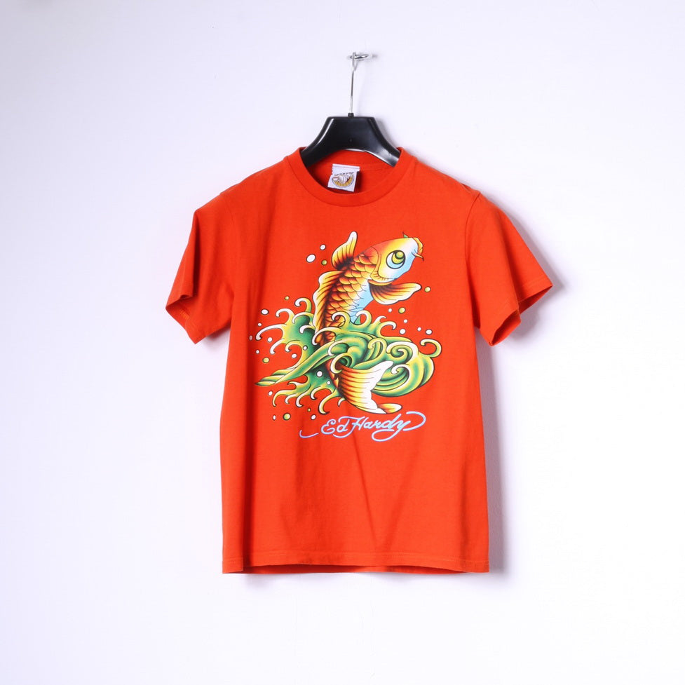 Ed Hardy Boys M 14 Age T-Shirt Orange Cotton Fish Graphic Top – Retrospect  Clothes