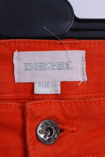 Diesel Industry Womens 14 M Capri Trousers Orange Cotton