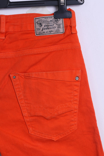 Diesel Industry Womens 14 M Capri Trousers Orange Cotton