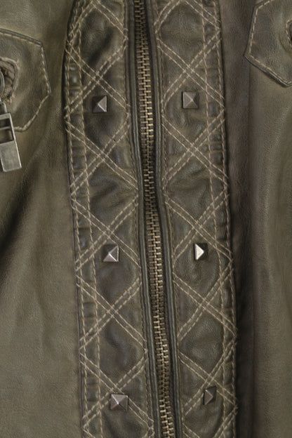 Canada C&A Premium Women 50 XXL Jacket Gray Full Zipper Detailed Biker Top