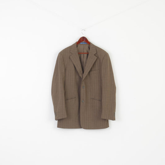 Carducci Men 44 112 Blazer Khaki Wool Striped Vintage Woolrich 110's Jacket