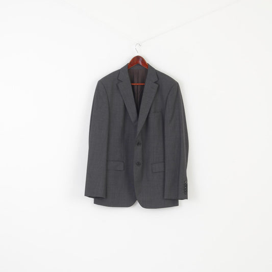 Baldessarini Men 42 52 Blazer Gray Striped Wool Vintage Single Breasted Jacket