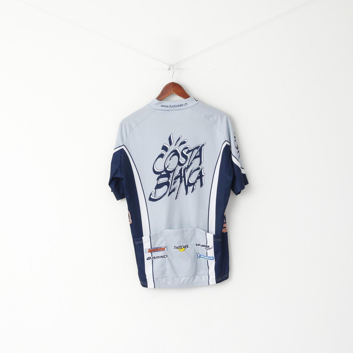 Zollinger Men XL Cycling Shirt Grey Costa Blanca Bike Zip Up Made in Italy Jersey Top