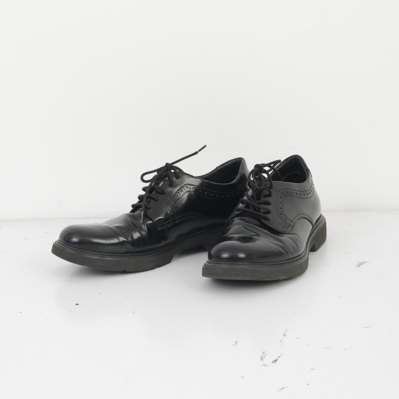 Geox Respira Men 45 Shoes Black Shiny Leather Italian Patent