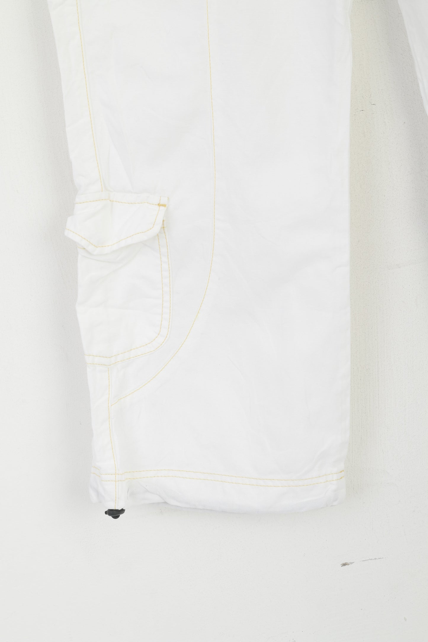 New Pierre Cardin Women 38 M Capri Trousers White Cinfy Cotton Linen Cropped Pants