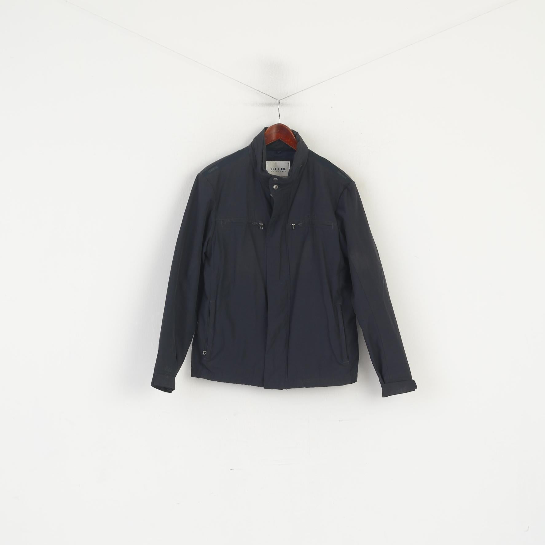 Geox Respira Men 48 S Jacket Dark Gray Nylon Cotton Lightweight HIdden