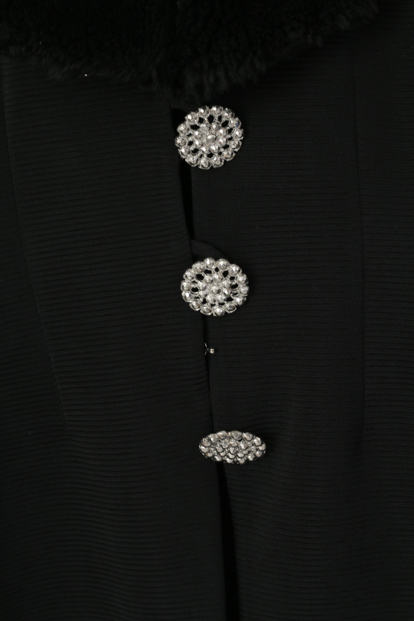Joseph Ribkoff Women 6 8 S Blazer Black Elegant Acrylic Fur Collar Shoulder Pads Jacket